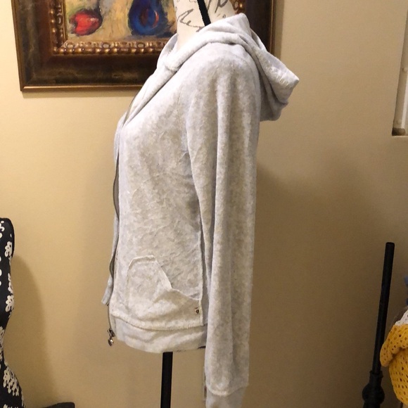 🩶Twisted Heart terry cloth heart embellished back classic zip up hoodie - Picture 4 of 13